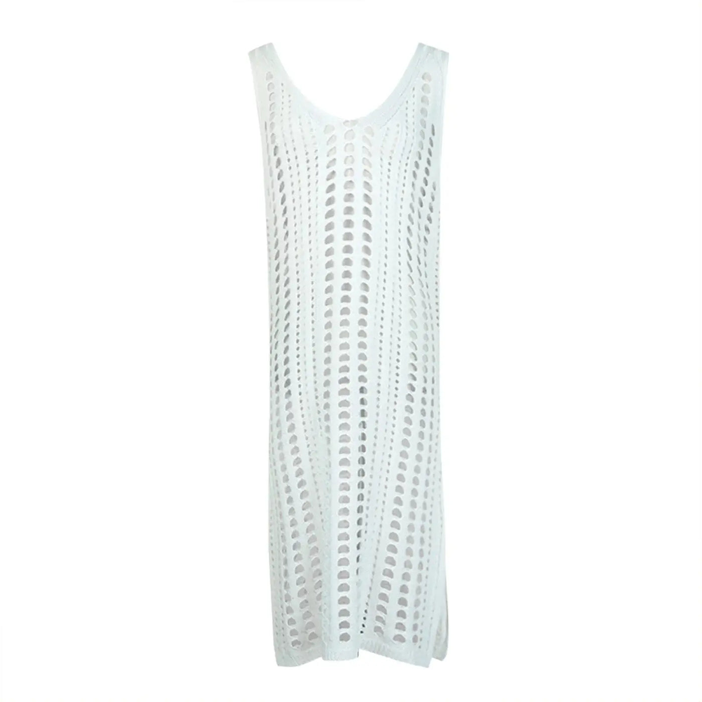 White Hollow Out Beach Dresss INVETITUM