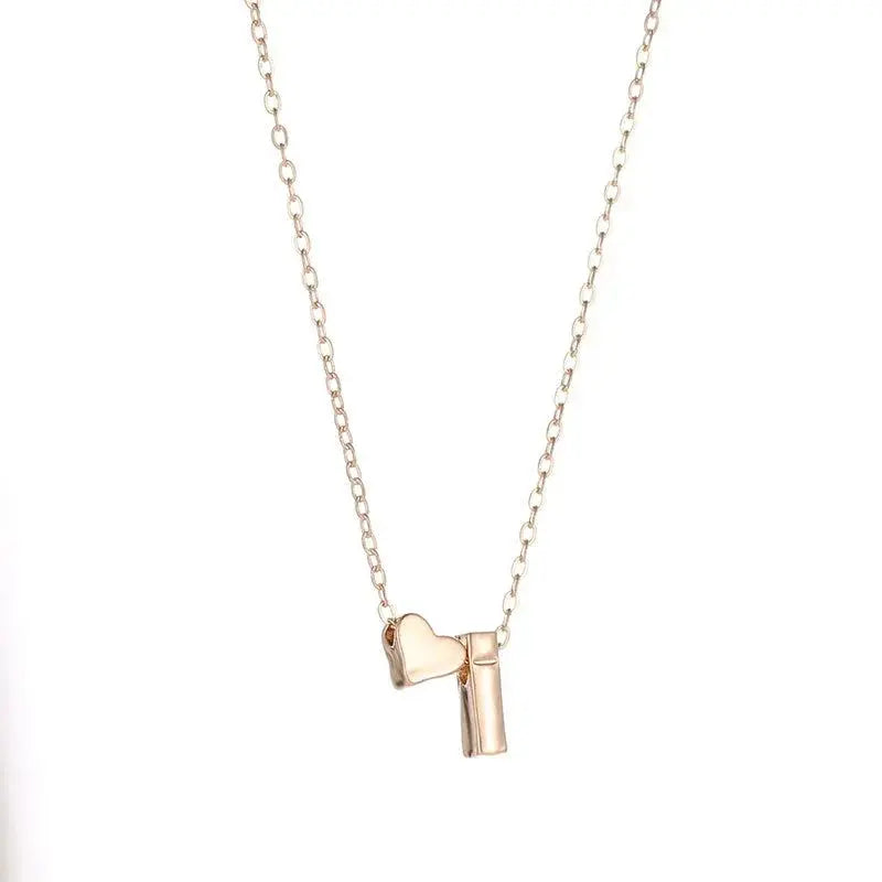 Tiny Heart Initial Necklace INVETITUM