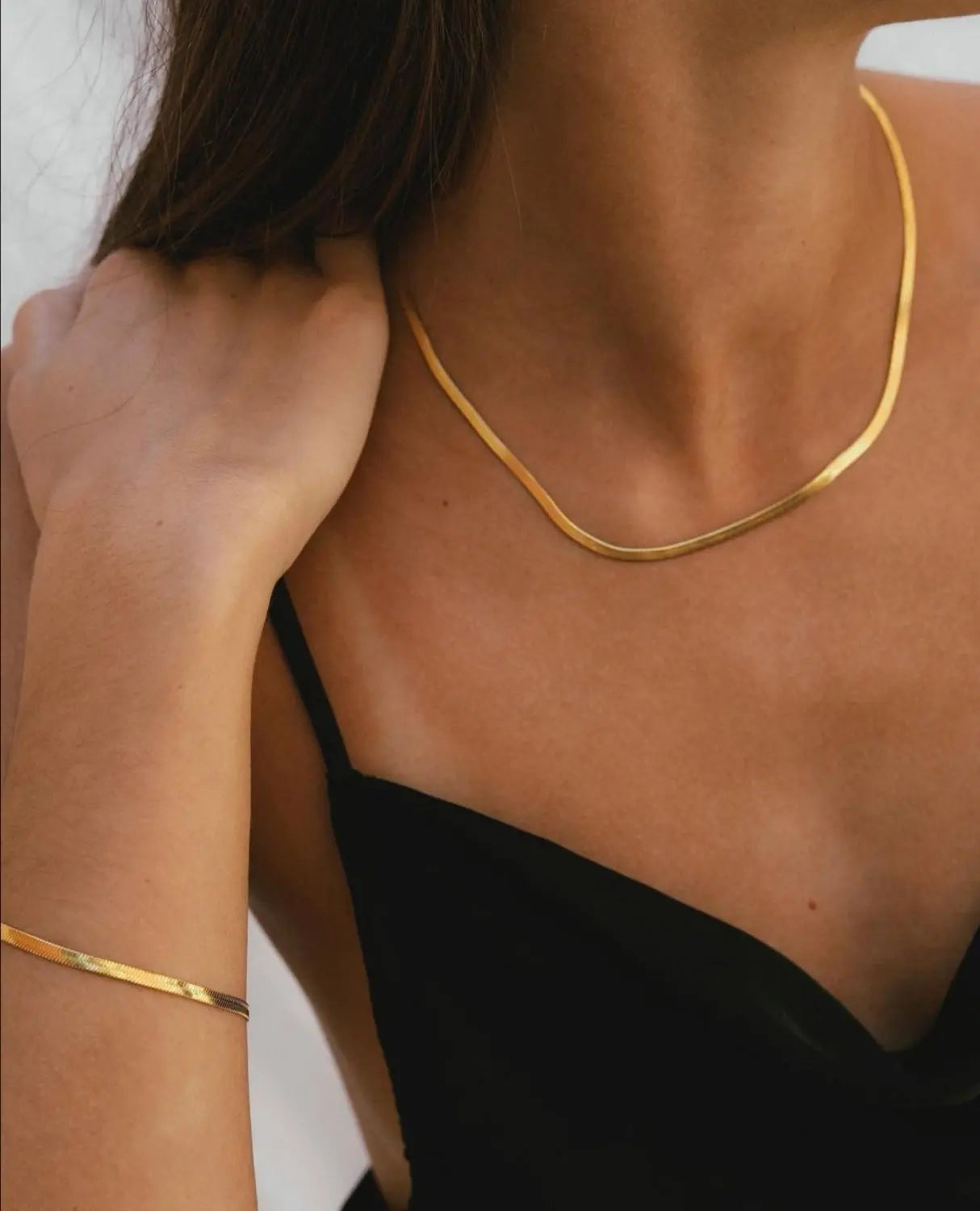 Gold Herringbone Chain & Bracelets INVETITUM