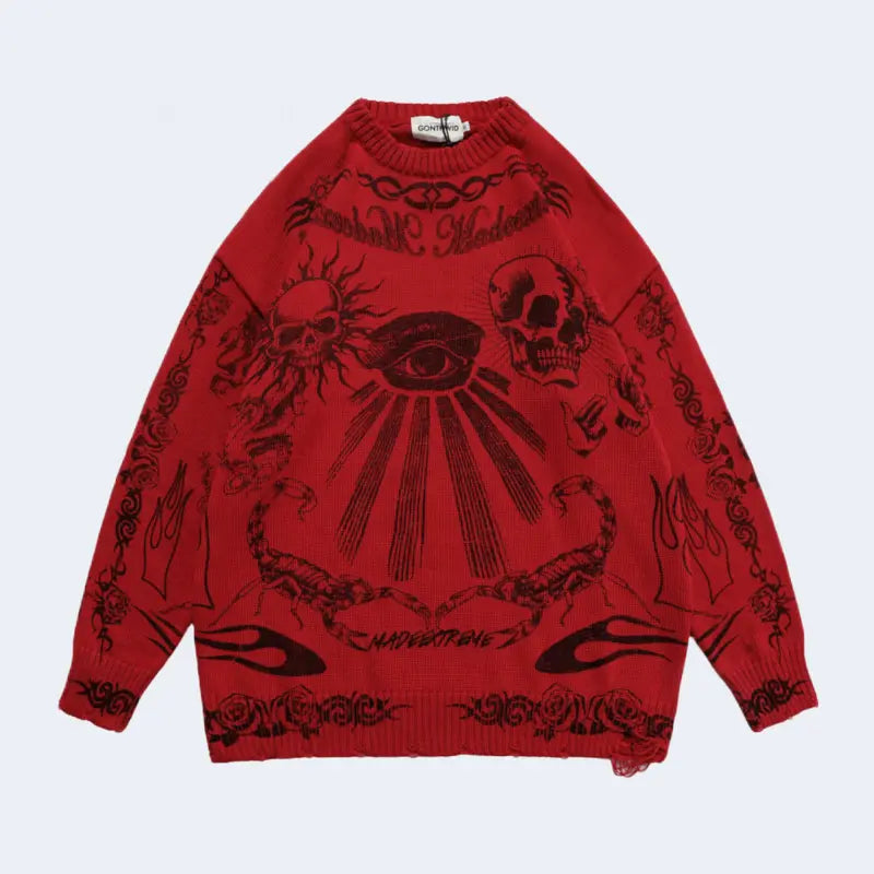 Skull Rose Knitted Streetwear INVETITUM